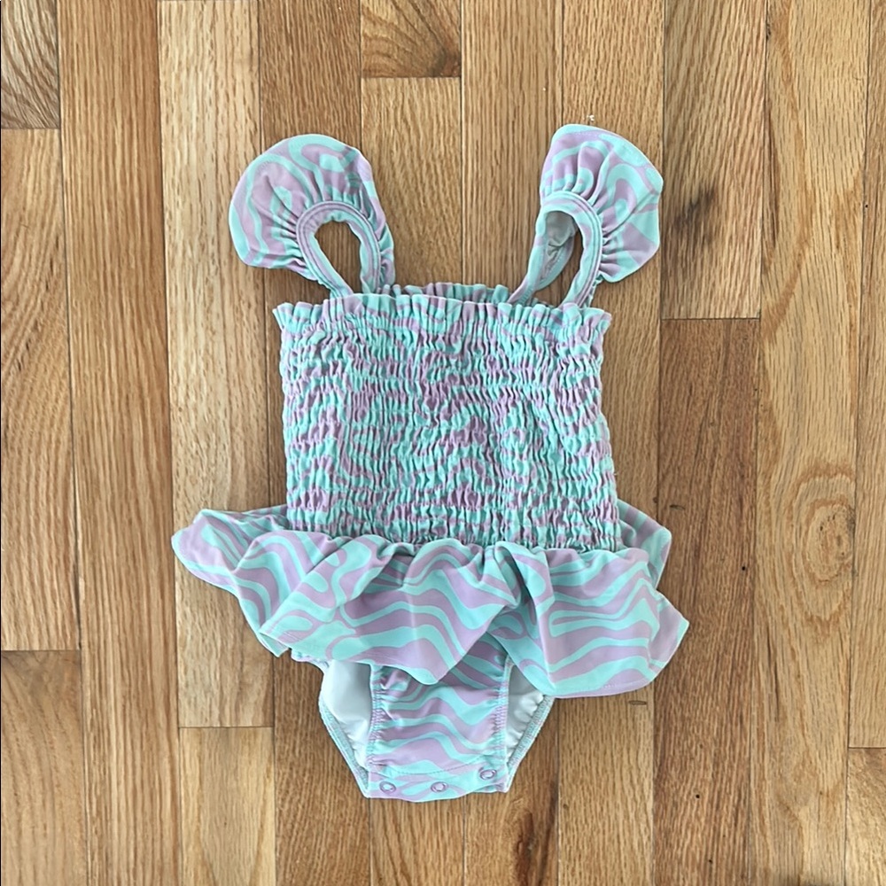 Caden Lane Smocked One-Piece Wavy Days